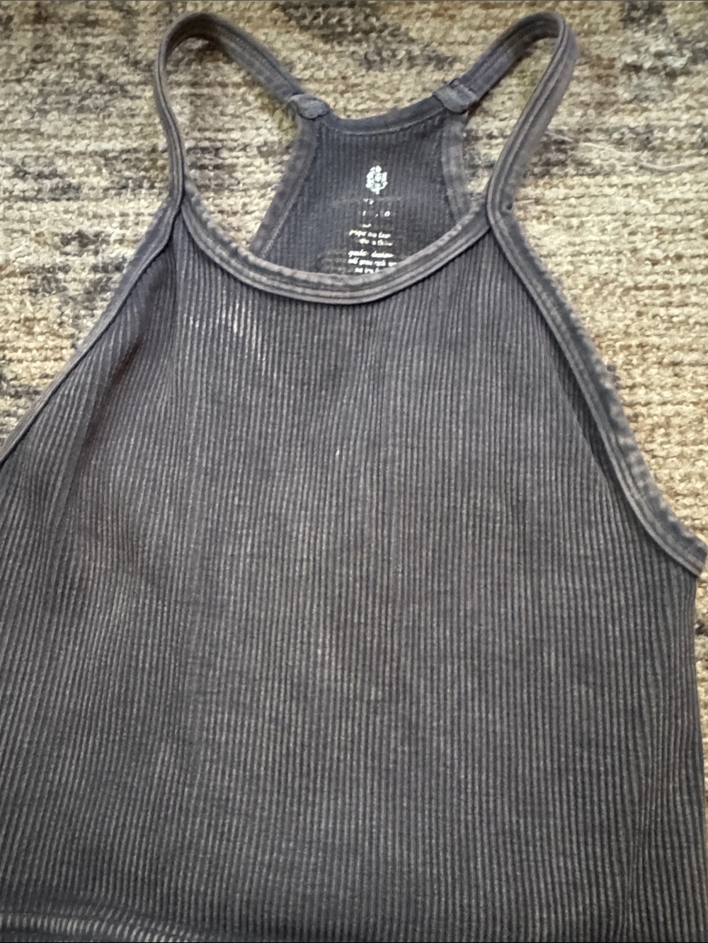 Free people- Ribbed Racerback Crop Tank Top - Charcoal - Picture 3 of 4